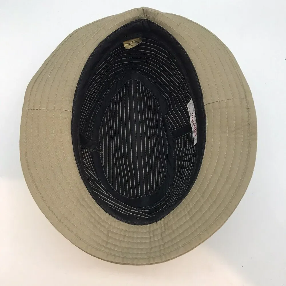 London Fog Weatherized Quilted Hat Khaki Tan Men's Fitted Fedora Bucket Style